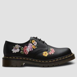 Dr. Martens 1461 Vonda II Black Floral Embroidered Shoes Size 8